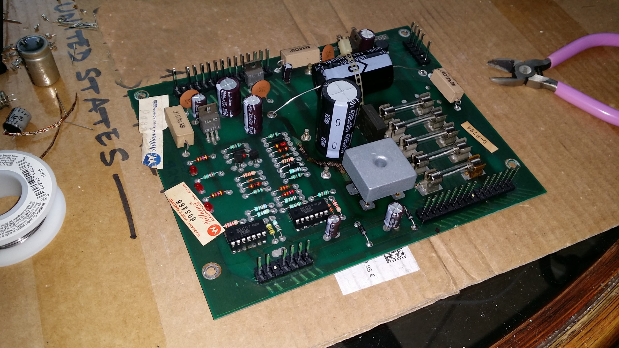 freshly reworked power supply board