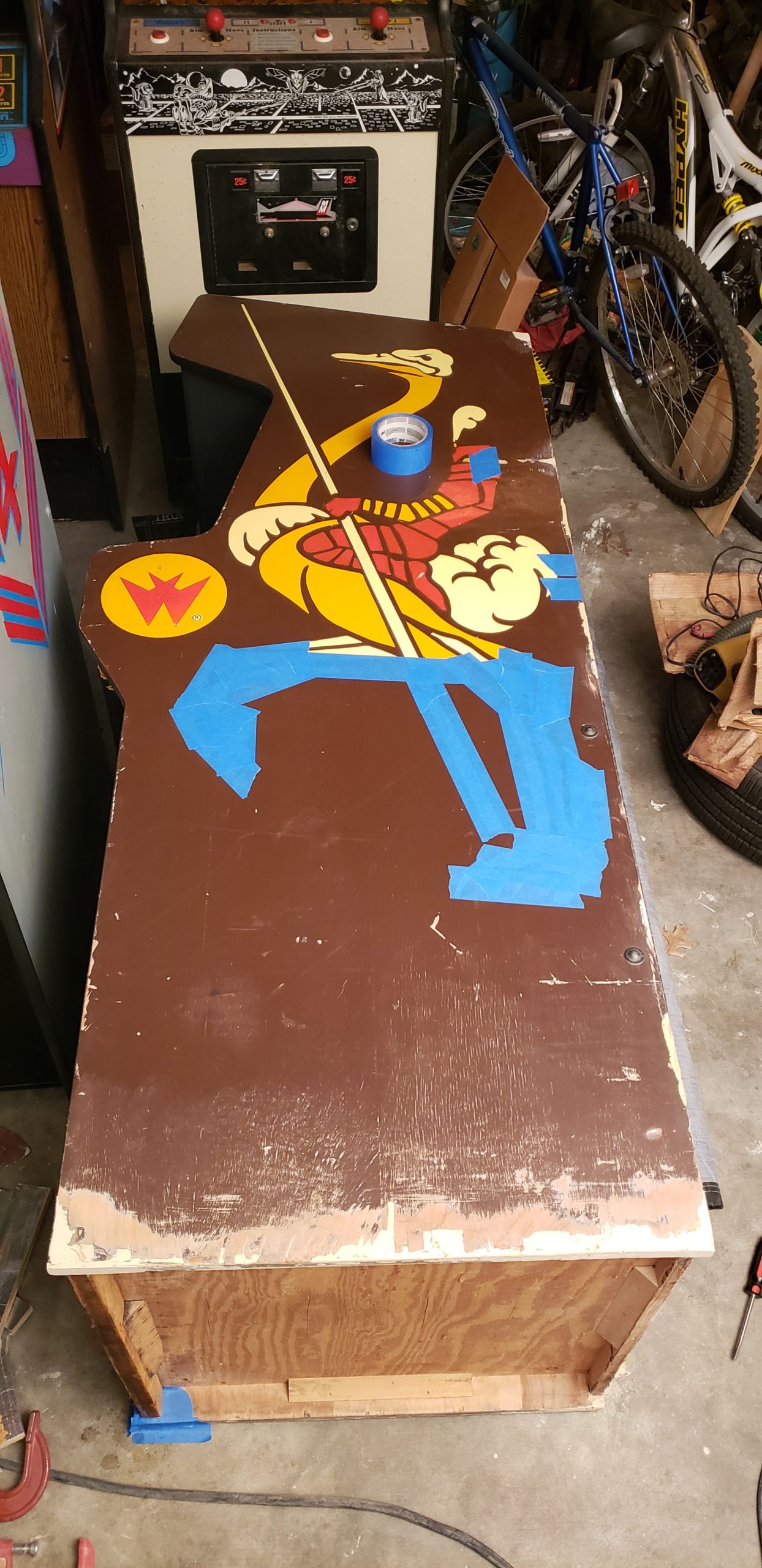 joust side art with partially masked stencil